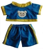 Blue & Yellow Teddy Bear Shorts Set Clothes for 14" - 18" Stuffed Animals and Dolls