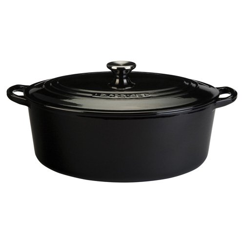 le creuset enameled cast iron oval french oven, color: black, size: 6 3/4 quart