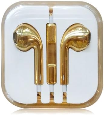 Casecover Bright Color 3.5mm Plug In-ear Earphone Earbuds with Remote / Volume Control and Microphone Colorful Headphone Headset for Apple iPhone iPad iPod iTouch (golden)