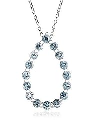 Sterling Silver Blue Topaz Pear-Shaped Pendant, 18"