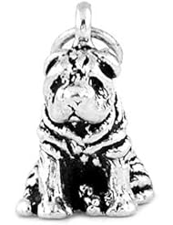 Sterling Silver Three Dimensional Shar Pei Dog Charm