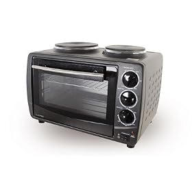 30 Litre Mini Oven with Twin Hobs in Black