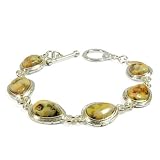 Crazy Lace Agate Gemstone Silver-look Bracelet Jewelry 8.5