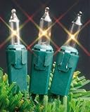 Set of 100 Clear Mini Christmas Lights - Green Wire