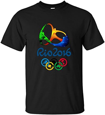 XSHOU Men's 2016 Rio Olympic Games Logo Design Short Sleeve T-Shirt black S