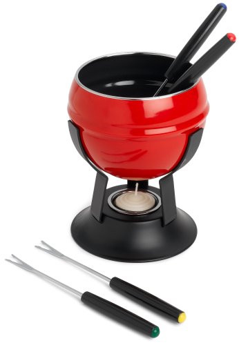 Paderno 7 Piece Cheese/Chocolate Fondue - red