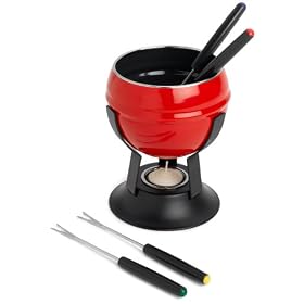 Paderno 7 Piece Cheese Chocolate Fondue - red by Paderno