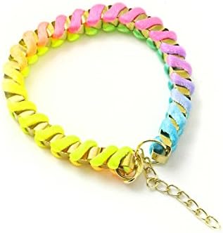 You Accessorize Nylon and Metal Link Bright Neon Multi Color Gradient Adjustable Bracelet 6.75-8.75 Inch