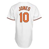 MLB Men's Baltimore Orioles Adam Jones White Home Short Sleeve 6 Button Synthetic Replica Baseball Jersey  (White, X-Large)