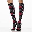 5592 Acrylic Argyle & Skull Knee High Socks, Grey/Black, One Size