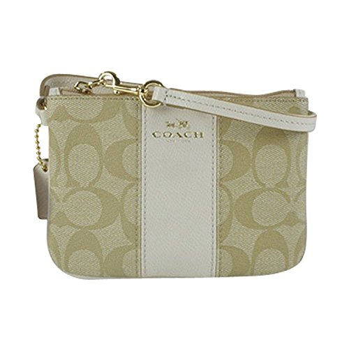 Coach Signature PVC Small Wristlet 52860 Light Khaki Chalk