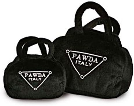 Pawda Prada Designer Inspired Plush Handbag Purse Pet Squeak Squeaker Dog Toys Small