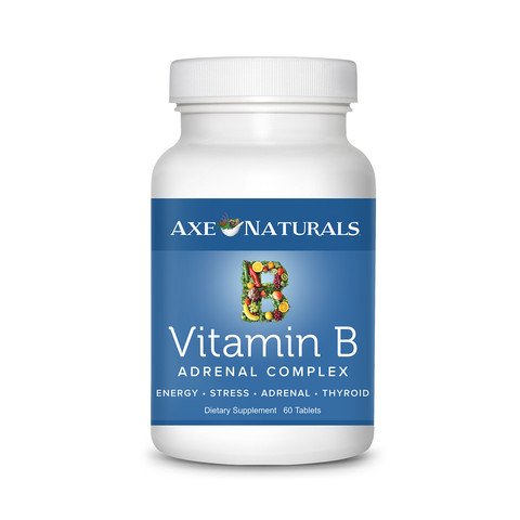 Dr. Axe- VITAMIN B ADRENAL COMPLEX- Boost Energy, Fight Stress, For Hormonal, Adrenal, Thyroid, & Brain Health- With Vitamin B1 Thiamine, B2 Riboflavin, B3, B5, B6, B7 Biotin, B9, B12- 60 Capsules