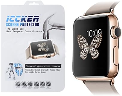 iwatch 42 mm screen protector, [2-pack] ICCKER Apple iWatch anti-explosion explosionproof Tempered Glass Screen Protector for iWatch 42mm.