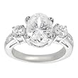 Silvertone Oval-cut Cubic Zirconia Bridal Ring (Sizes 5 - 9 available)