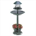 Birdbath with Solar Light and Planters