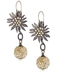 Deanna Hamro Atelier Crystal Golden Shadow Starburst Pave Ball Drop Earrings