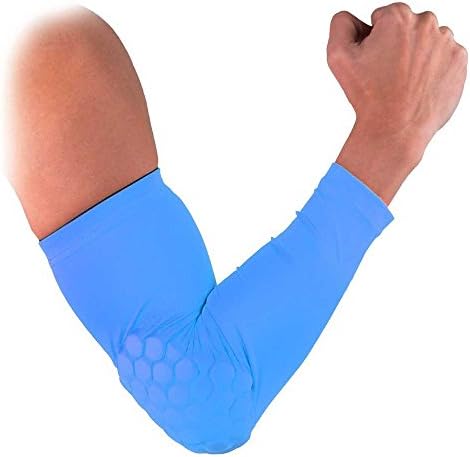 Honeycomb Protective Pad Crashproof Antislip Arm Elbow Sleeve Support Basketball Sport (light blue, S)