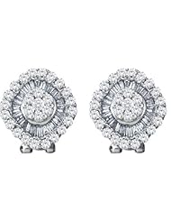 1.54ctw Round & Baguette Cut Diamond Flower Earrings