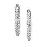 14K White Gold 1 ct. Diamond Hinged Hoop Earrings