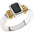 Sterling Silver and 14K Yellow Gold Onyx and Diamond Ring