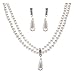 Accessoriesforever Bridal Wedding Prom Jewelry Set Crystal Pearl Linear Drop Necklace Silver WT