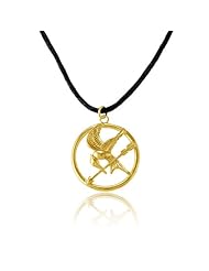 Sterling Silver The Hunger Games-inspired Gold-Plated Mockingjay Pendant on 18" Black Cord
