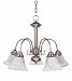 Nuvo Lighting 60/181 Ballerina 5-Light Chandelier with Alabaster Glass Bell Shades, Brushed Nickel
