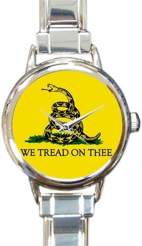 Special Design Snake Gadsden Flag Don't Tread On Me Round Italian Charm Watch