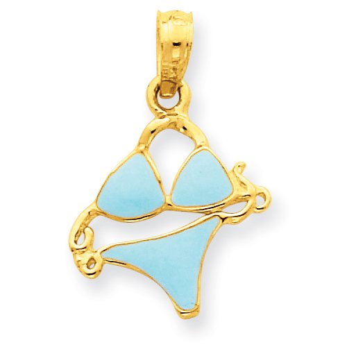 14k Aqua Enameled Bikini Bathing Suit Pendant