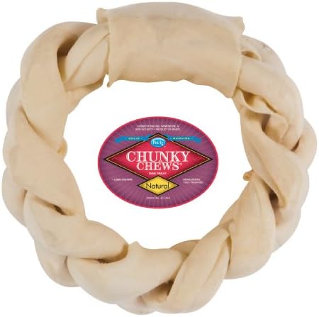 Chunky Chews® 8" Natural Braided Rawhide Ring for Large Dogs