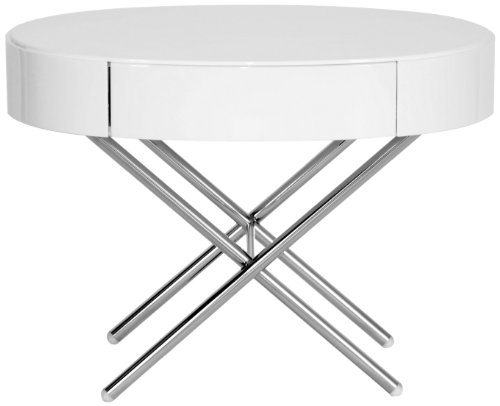 Baxton Studio Coquille White Modern Oval Coffee Table with Drawer Baxton Studio Coquille White Modern Oval Coffee Table with Drawer