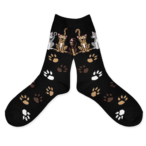 TeeHee Cat Lover Women's Cotton Crew Socks-Black
