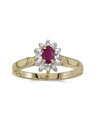 10k Yellow Gold Oval Ruby And Diamond Ring