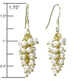 White Cultured Pearl Bunch Earrings in 18k Yellow Gold Overlay Sterling Silver