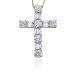14K Yellow Gold 1/4 ct. Round and Baguette Cut Diamond Cross Pendant with Chain (Higher Quality)