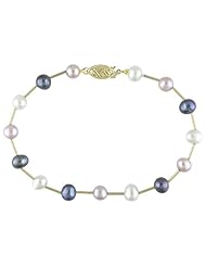 14k Yellow Gold Freshwater Multi-colored Pearls (5-6mm), 7"