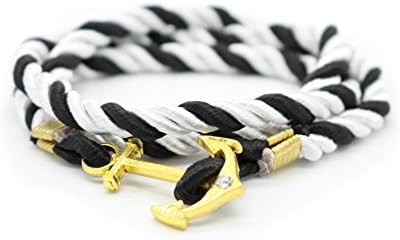 Hallery Alloy Diamond DIY Twining Weave Gilded Anchors Leather Bracelets(No.26)