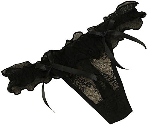 MEDY Women's Sexy Lace See Through Mesh G-string Thong Underwear Black