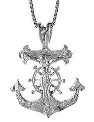 Sterling Silver Mariners Cross Pendant, 1 1/16 inch