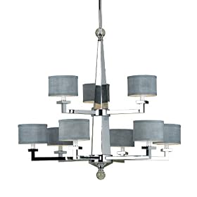AF Lighting 6903-9H Candice Olson Chloe Candle Base Chandelier, Chrome with Blue Poly Silk... by Candice Olson