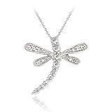 Sterling Silver Diamond Accent Dragonfly Pendant