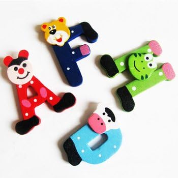 Educational Clown Letters Alphabet Wooden Fridge Magnet Sticker Fridge Magnet Refrigerator Magnet Free shipping 26pcs/lot
