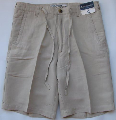 Casual Shorts - Weekender St. Barts Adjustable Outside Drawstring Comfort Side Elastic Quality Linen Viscose Shorts in Khaki - 42