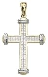 14K White Gold Diamond Cross Pendant
