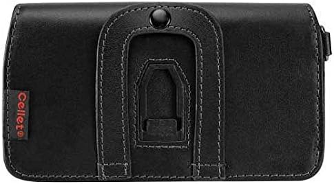 Executive Side Load Stitched Leather Case Pouch With Spring And Swivel Clip For LG Enact Black