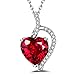 Caperci Sterling Silver Diamond Accent Heart Created Ruby Pendant Necklace, 18''