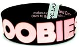Rubber Wristband Bracelet I Heart Boobies Black with Pink text