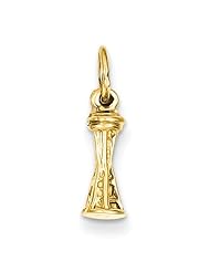 14k Yellow Gold Solid Polished 3-D Seattle Space Needle Pendant Metal Wt- 0.83g