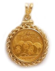 14k Gold Rope Bezel 1/10 Oz Panda Gold Coin Pendant